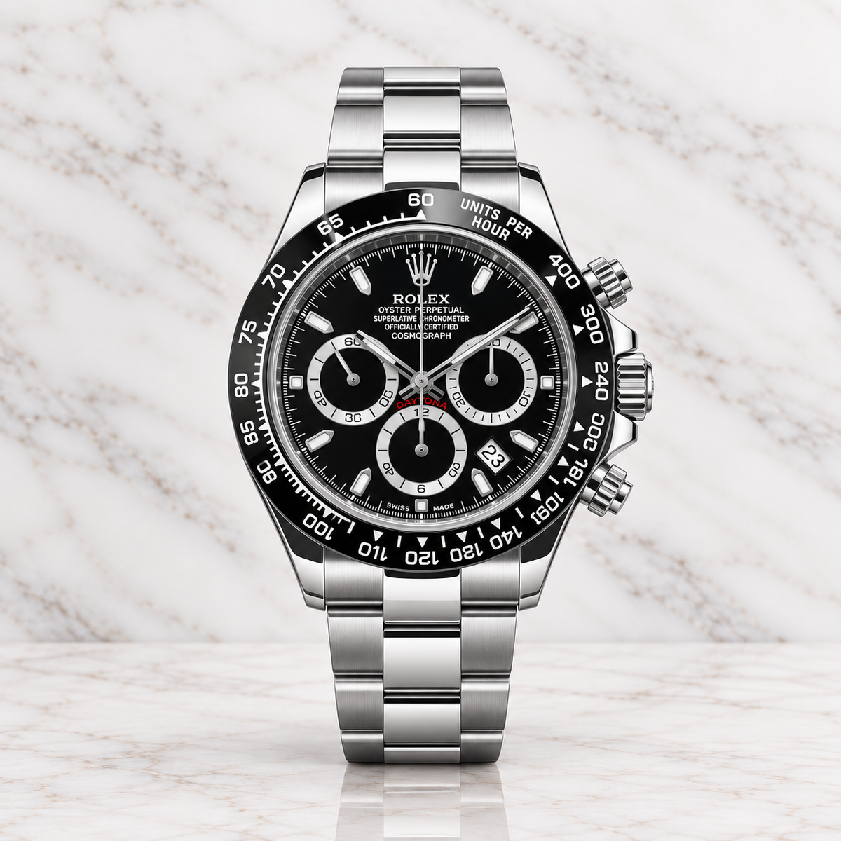 Rolex Daytona Semiautomático Tapa Transparente Full Silver Dial Negro