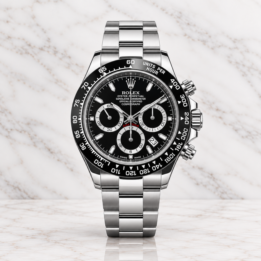 Rolex Daytona Semiautomático Tapa Transparente Full Silver Dial Negro