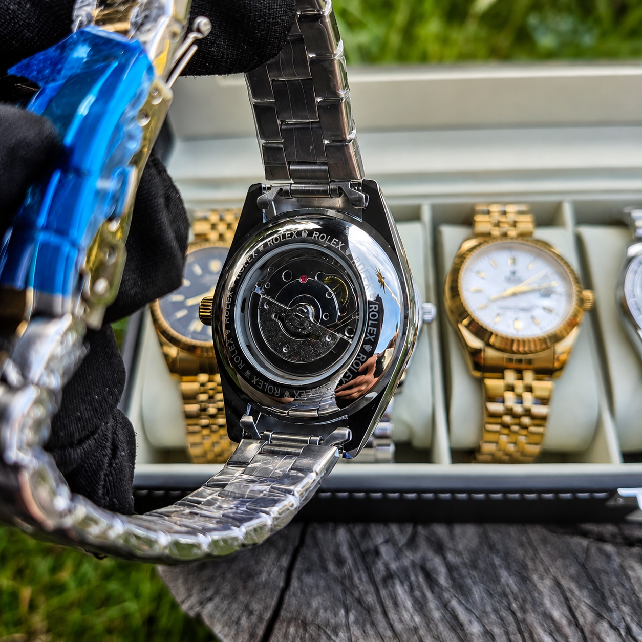 Combo Emprendedor Dubai Alta Gama Rolex AAA Maquinaria visible + 6 cajas individuales