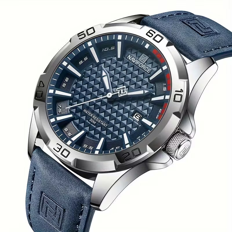 Reloj Deportivo Naviforce Azul Correa Cuero PU