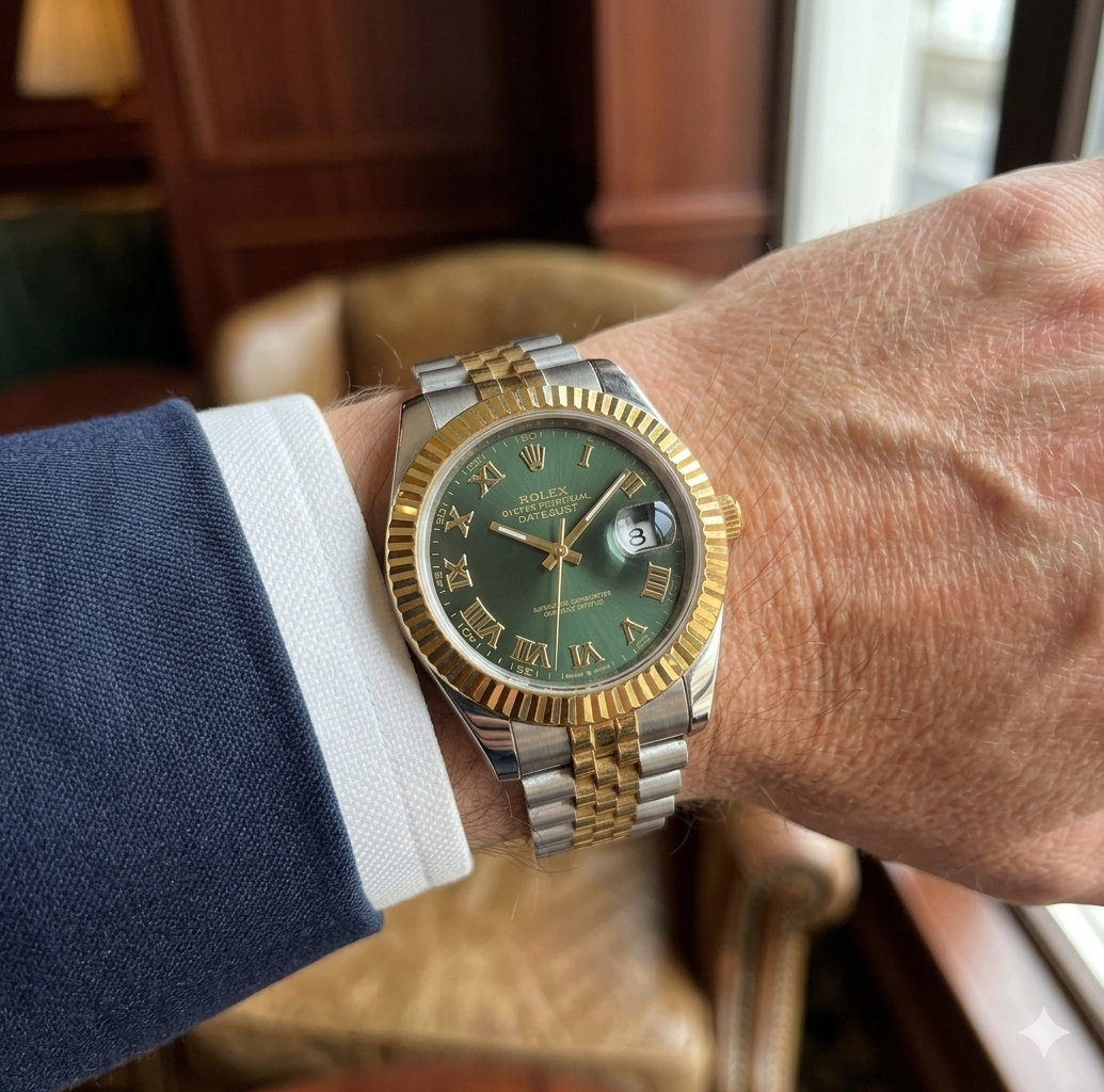 Rolex Semiautomatico Date Just Jubilee Imperial Verde Romano