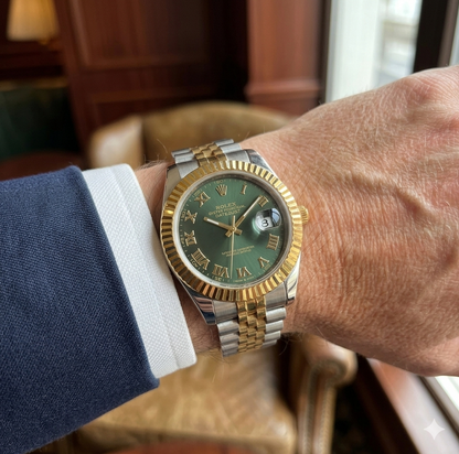 Rolex Semiautomatico Date Just Jubilee Imperial Verde Romano