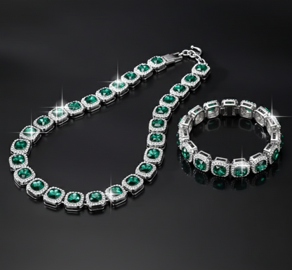 Cadena + Pulsera Perlas Verdes