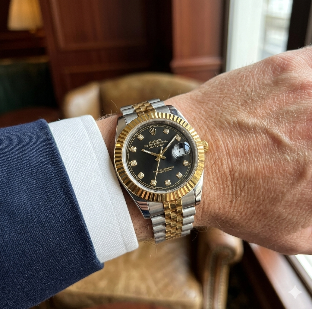 Rolex Semiautomatico Date Just Jubilee Imperial Negro Perlas
