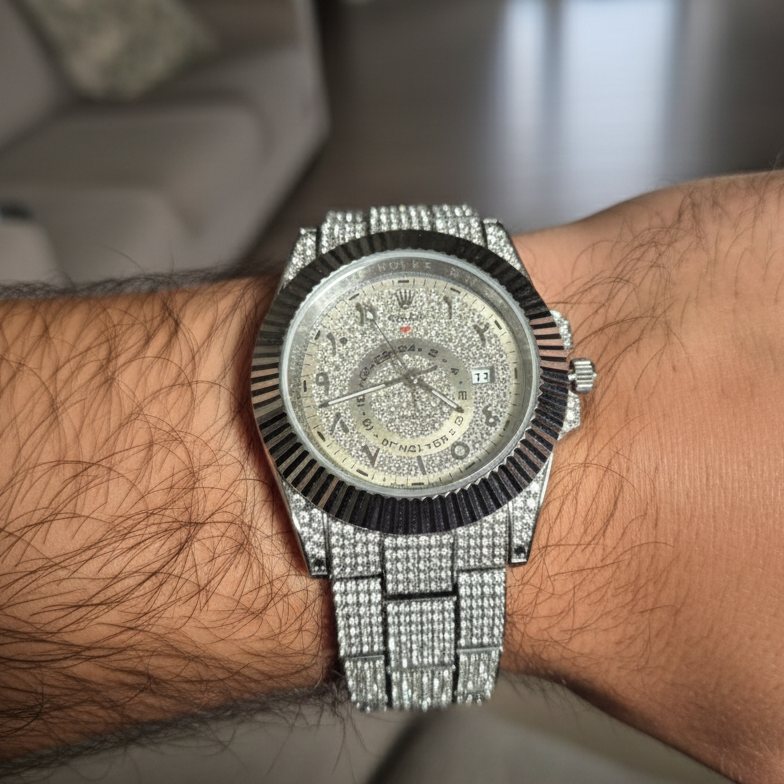 Reloj Rolex Cubano Cronografo Plateado