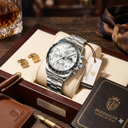 Reloj Poedagar Masculino Edicion Calendario Lunar + Cronografos