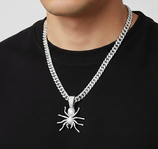 Cadena Cubana + Dije Araña Premium