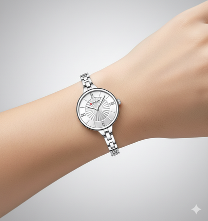 Reloj Curren Fememino Plateado Blanco 9097