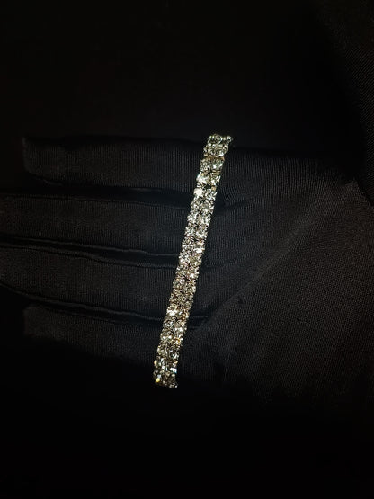 Pulsera Cubana Elástica Plateada