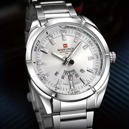 Reloj Metalico Naviforce Doble Calendario