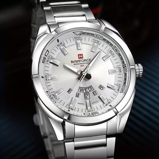 Reloj Metalico Naviforce Doble Calendario