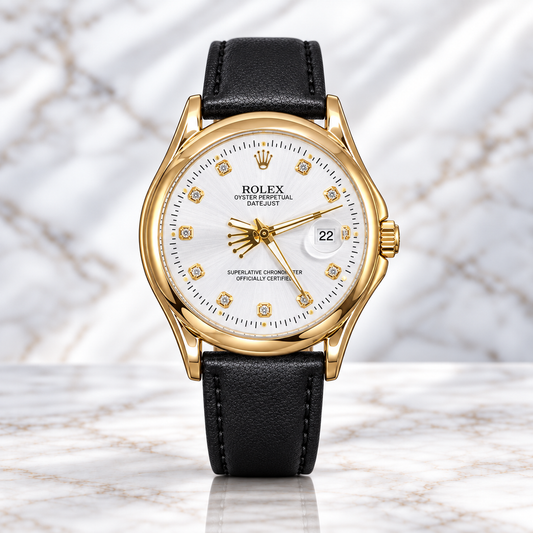 Rolex Semiautomático Oyster Perpetual Gold Cuero Negro