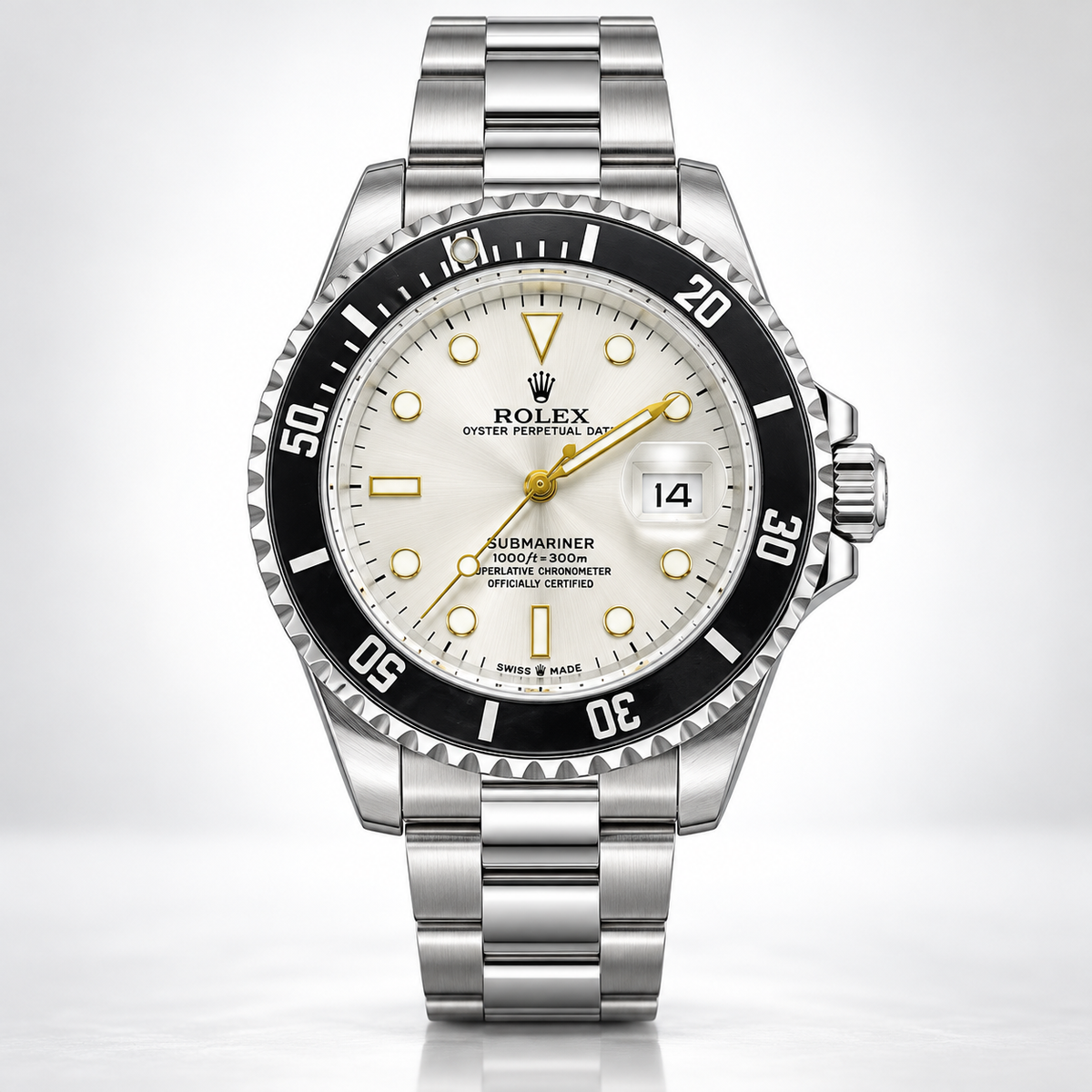 Rolex Semiautomatico Submariner Oyster Plateado Blanco