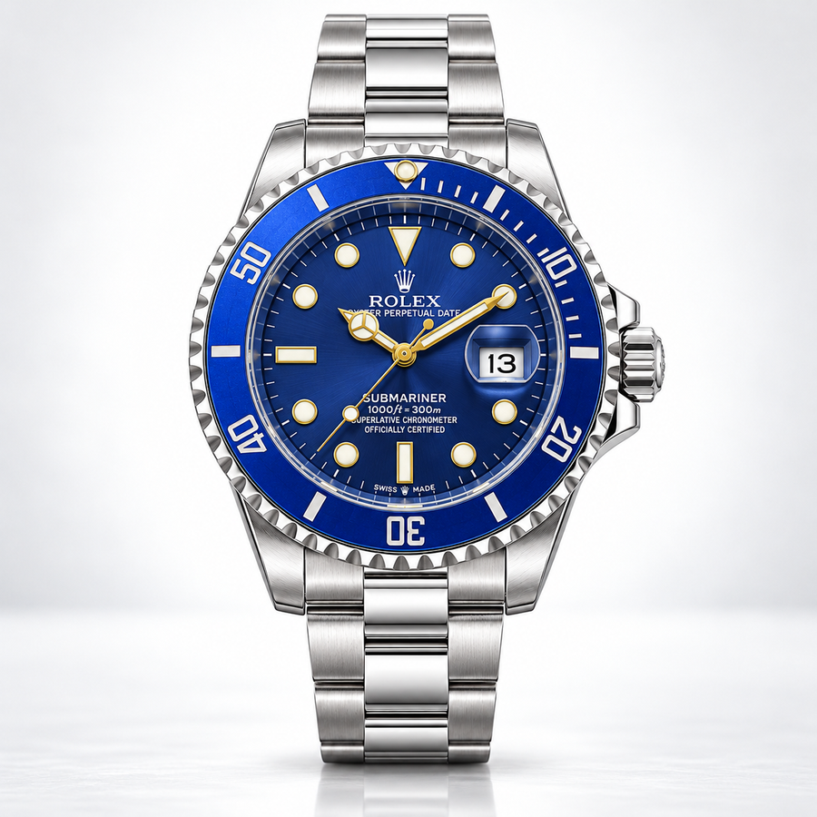Rolex Semiautomatico Submariner Oyster Plateado Azul