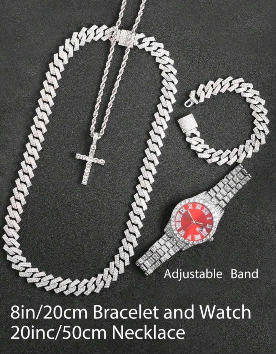 Reloj Cubano Rojo + Cadena + Pulsera+ Dije + Caja de regalo