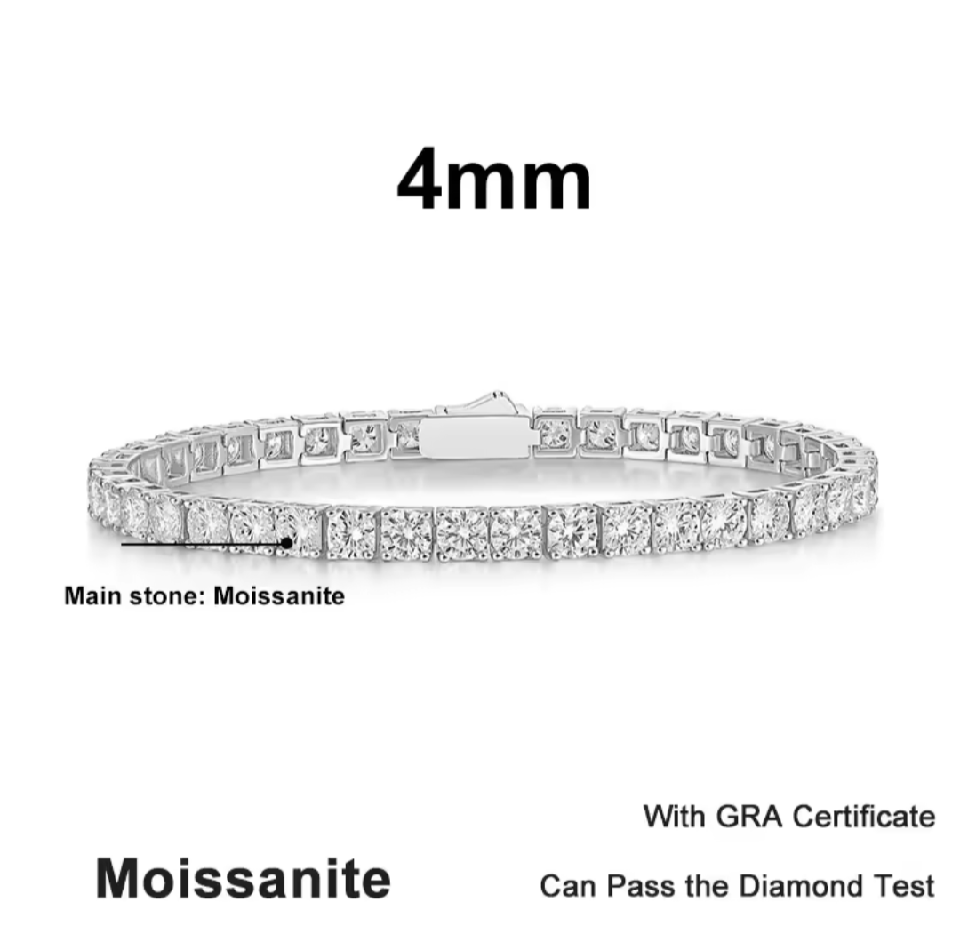 Pulsera Tennis 4mm - Plata 925 Moissanita VVS1