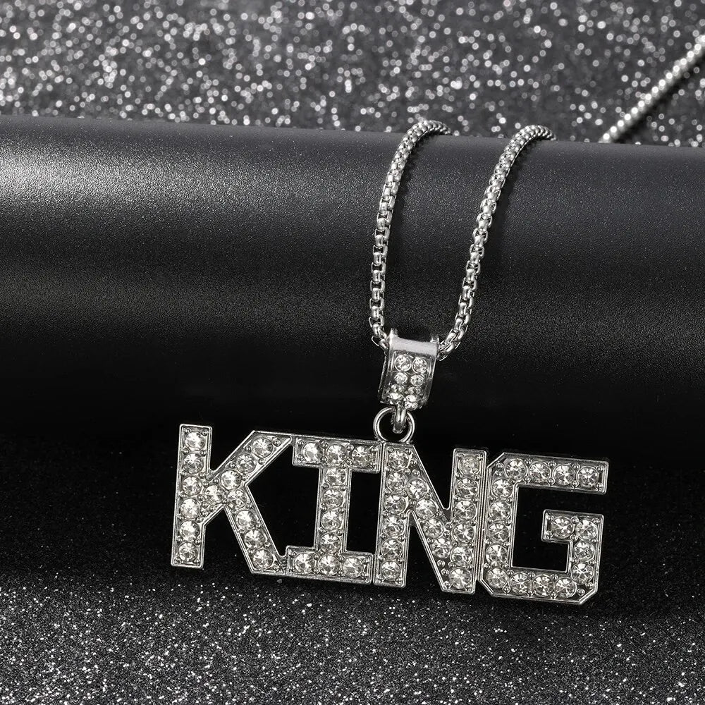 Cadena Plateada con Dije "KING"