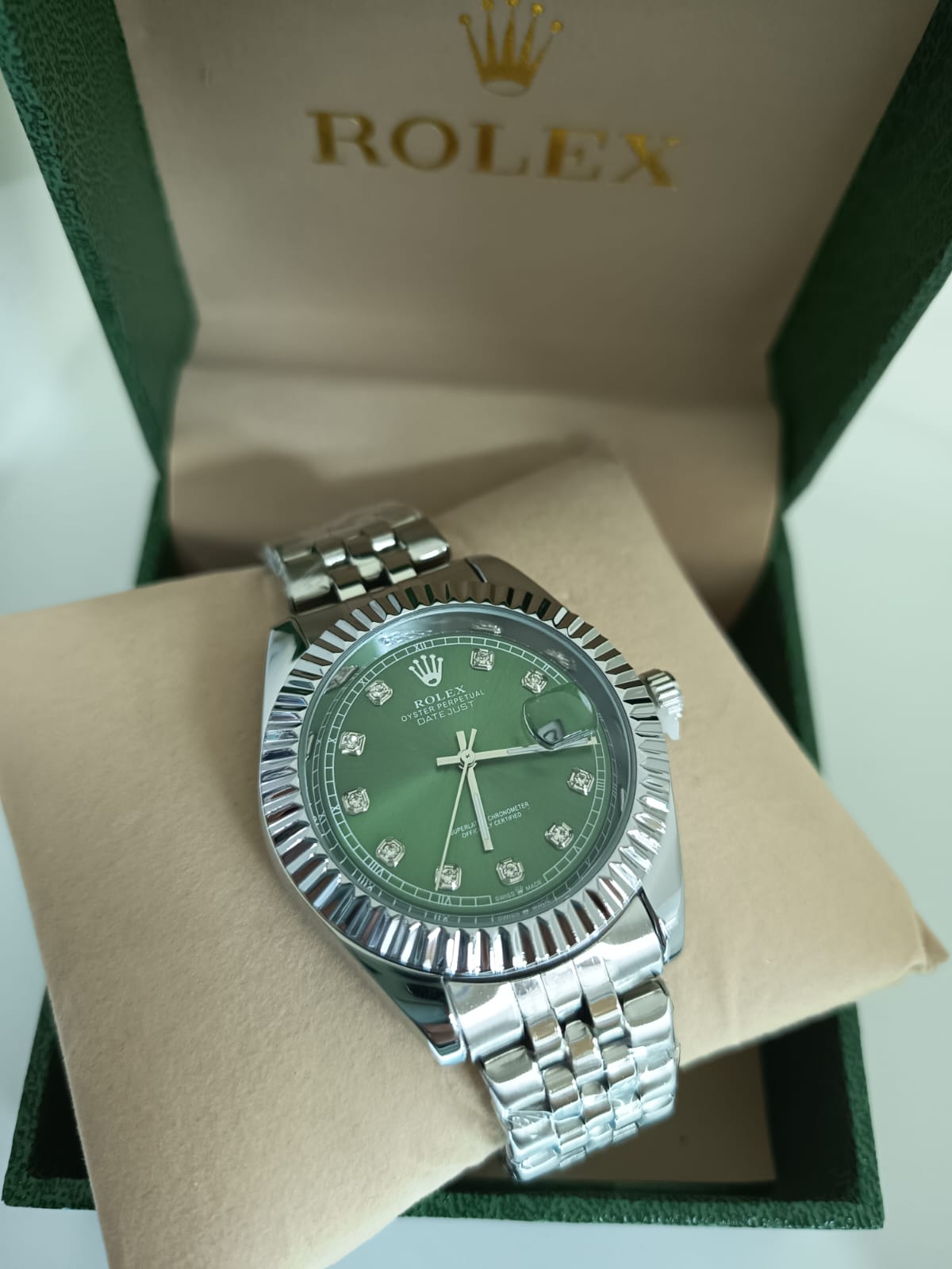 Rolex Date Just Presidencial Fondo Verde Oliva