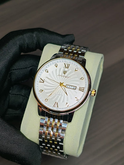 Reloj Poedagar correa en acero (Plateado/Dorado/Blanco)