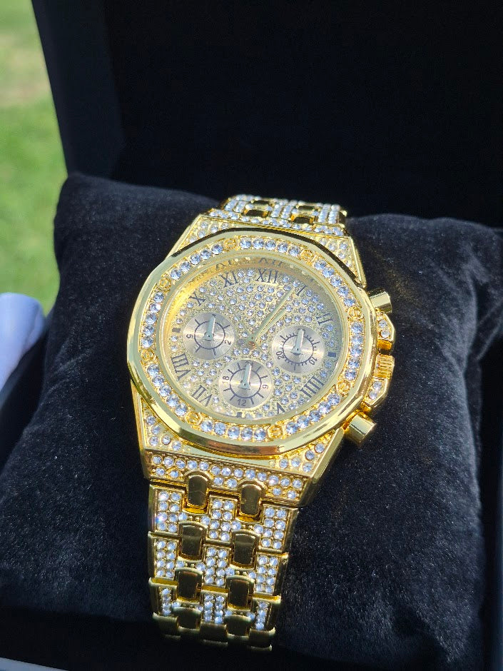 Reloj Cubano Dorado + Caja De Lujo