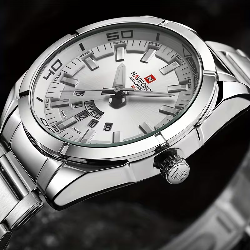 Reloj Metalico Naviforce Doble Calendario