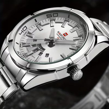 Reloj Metalico Naviforce Doble Calendario