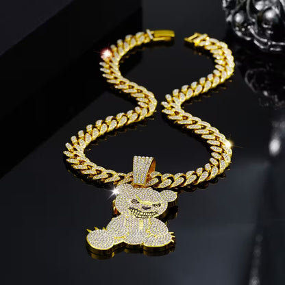 Cadena Cubana Dorada + Dije Oso Premium