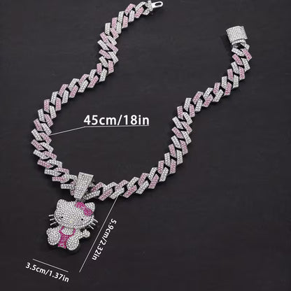 Set Cadena Cubana + Pulsera Cubana+ Dije Hello Kitty