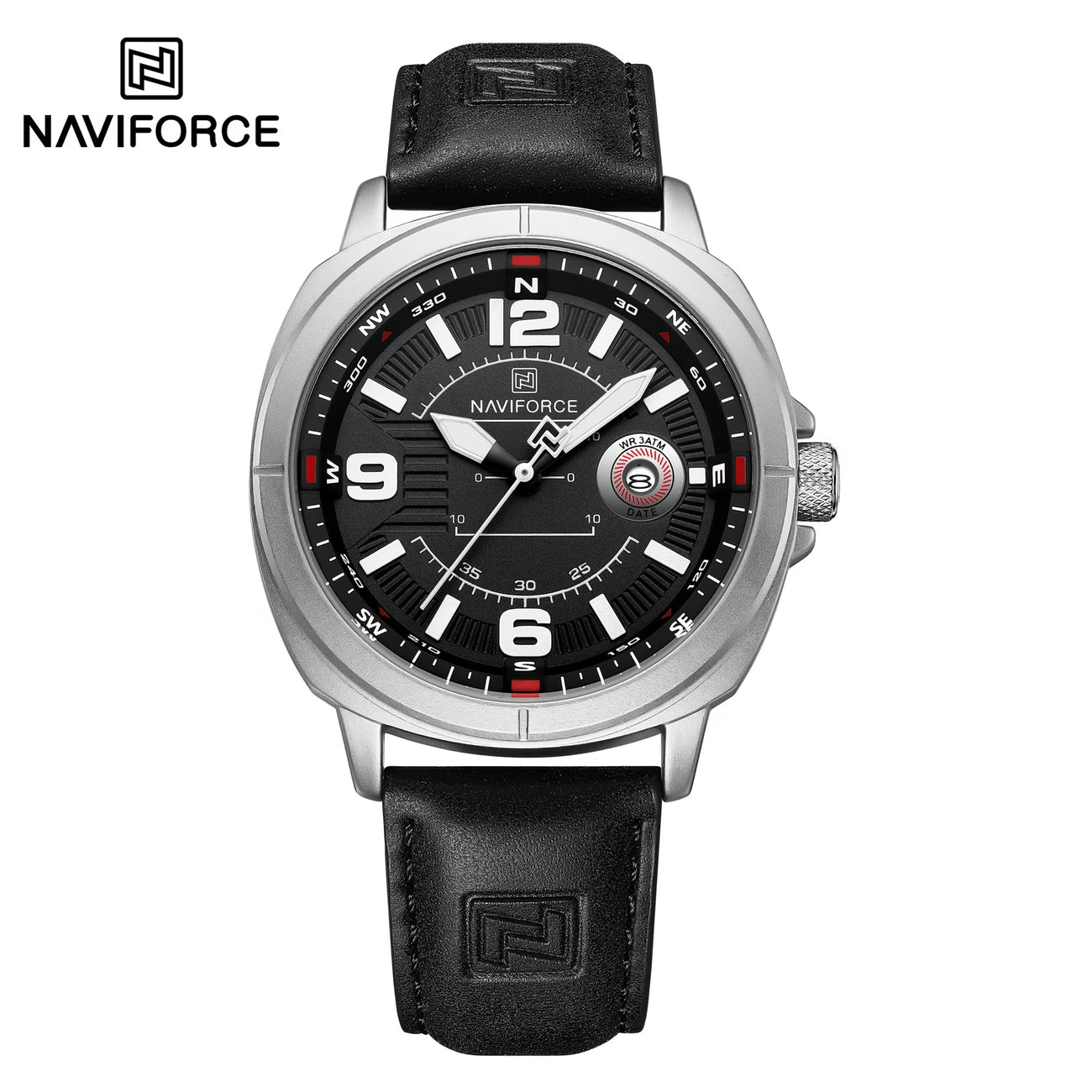 Reloj Deportivo Naviforce Negro Correa Cuero PU