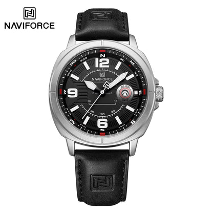 Reloj Deportivo Naviforce Negro Correa Cuero PU