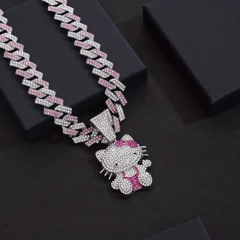 Set Cadena Cubana + Pulsera Cubana+ Dije Hello Kitty