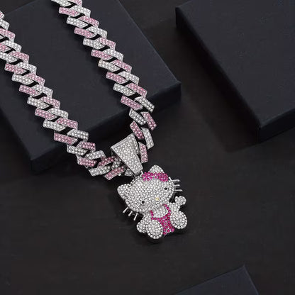 Set Cadena Cubana + Pulsera Cubana+ Dije Hello Kitty