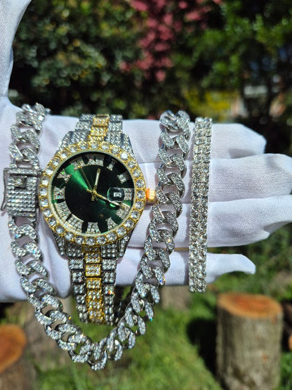 Reloj  Cubano Imperial Verde + Cadena ´+ Pulsera