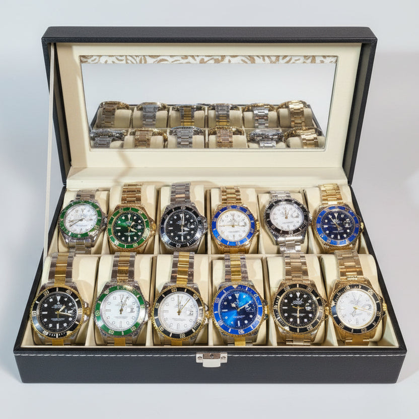 Combo Emprendedor Marsella - 12 Relojes Rolex Submariner + Relojera 12 puestos GRATIS