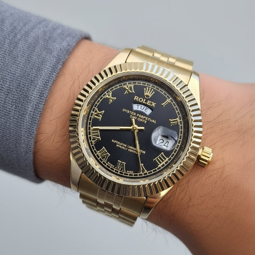 Rolex Day Date Doble Calendario Dorado-Negro