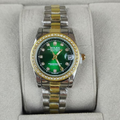 Rolex Femenino Date Just Bisel Perlas Imperial Verde