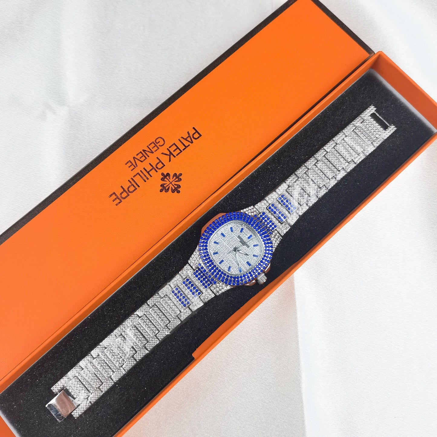 Patek Philippe Cubano Plateado - Azul Mar