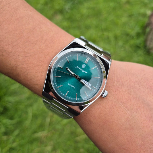 Reloj Poedagar Plateado-Verde Oliva (Modelo 830)