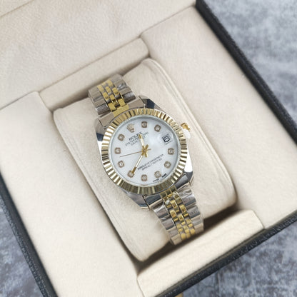 Rolex Femenino Date Just Bisel Estriado Imperial Blanco