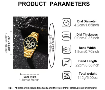 Combo reloj dorado+Cadena+Pulsera