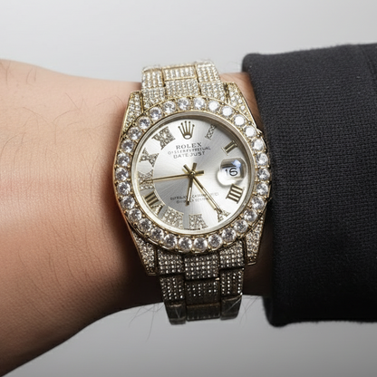 Rolex Oyster Perpetual DateJust Dorado Plateado Cubano