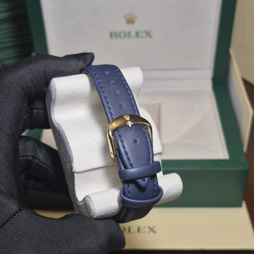 Rolex Day-Date Bisel Estriado Cuero Azul