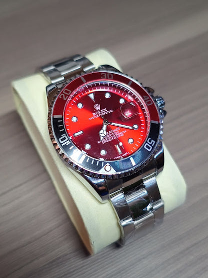 Reloj Rolex (Plateado/Rojo/Negro)