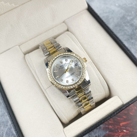 Rolex Femenino Date Just Bisel Perlas Imperial Blanco