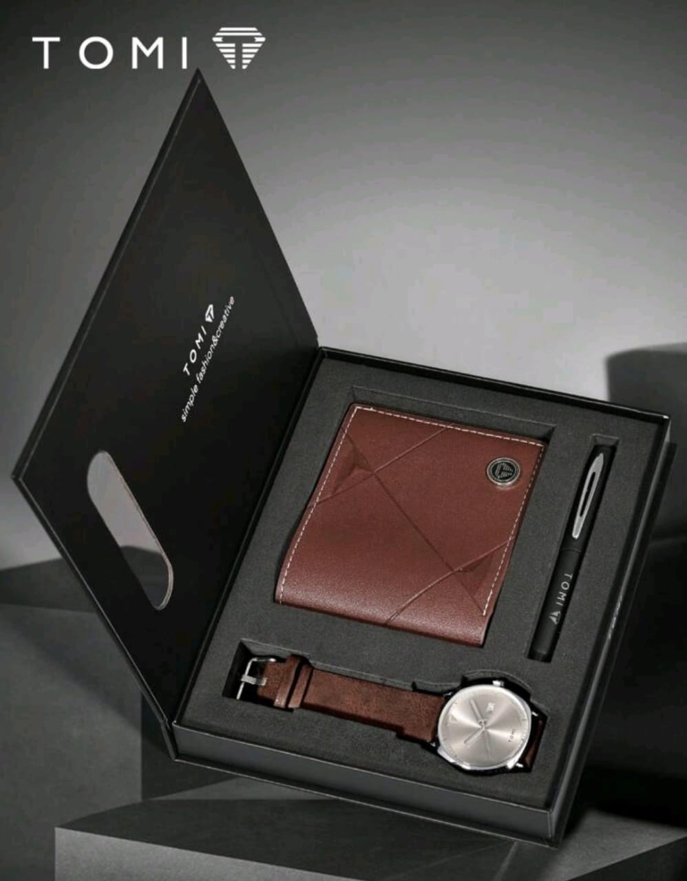 Reloj Tomi Cafe + Billetera + Lapicero + Estuche De Lujo Gratis