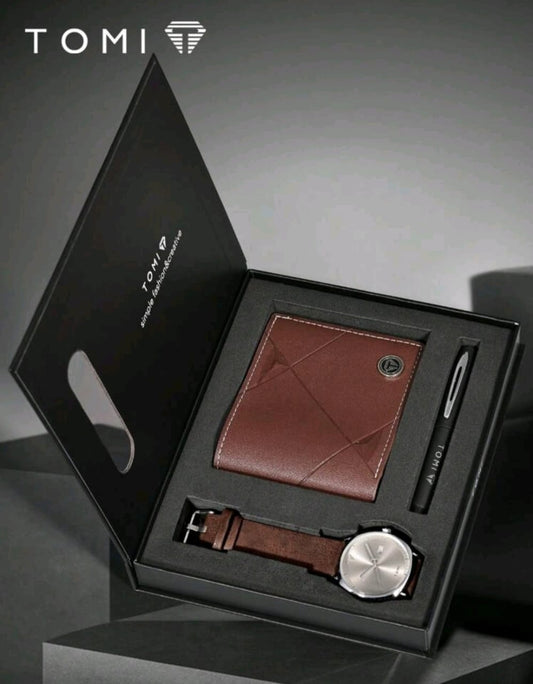 Reloj Tomi Cafe + Billetera + Lapicero + Estuche De Lujo Gratis