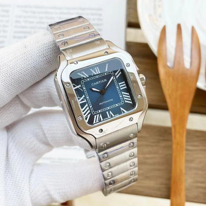 Cartier Santos Metalico Cara Azul Mar
