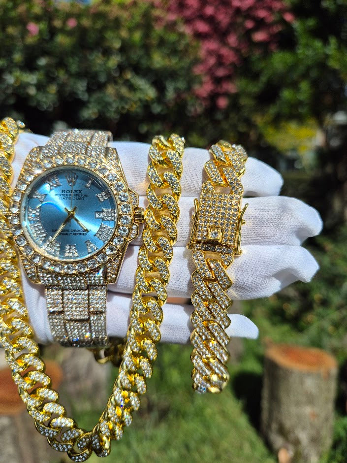Reloj Rolex Cubano Premium + Cadena + Pulsera