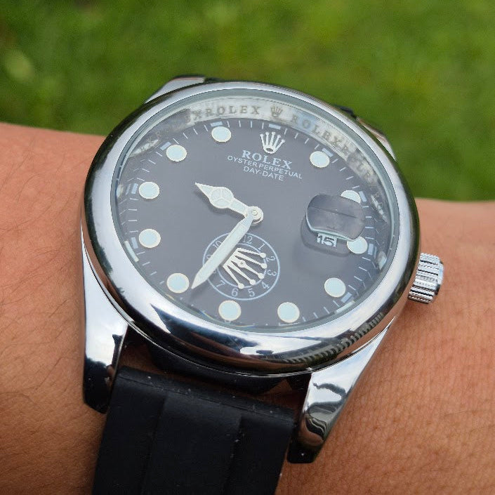 Reloj Rolex Goma Day Date Plateado + Caja Rolex GRATIS