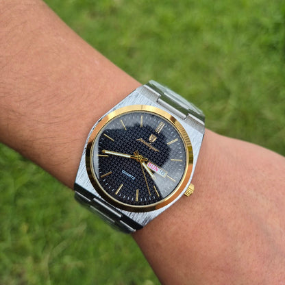 Reloj Poedagar Texturizado Plateado-Bronce (Modelo 830)